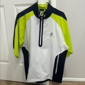 FootJoy White and Lime Green Half-Zip Shirt